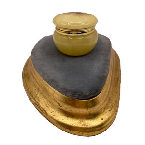 Vintage Alabaster Trinket Hinged Box/Ring Dish Floral